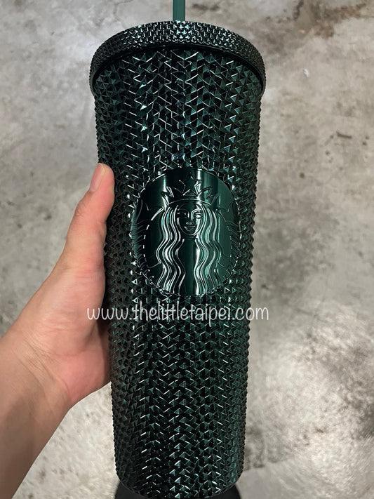 Starbucks Taiwan Christmas 2023 Emerald Green Chrome Studded Tumbler 24oz